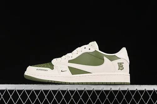 All categories Air Jordan Jordan series basketball shoes Air Jordan 1 Low High-end customized low-top sneakers Travis Scott x Fragment Design x Air Jordan 1 Low OG SP AJ1 Joe 1 Burberry joint-off-white olive green low-top cultural casual sneakers BB6588-311